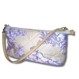 Liz & co purple great white tan Victorian purse cloth 5.5x11